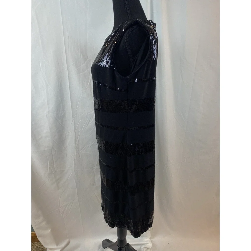 White House Black Market‎ Women's Size Small Black Sequin Striped  Sheath Dress
